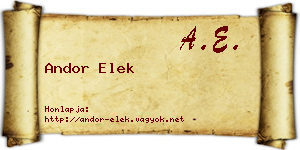Andor Elek névjegykártya